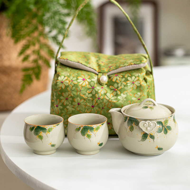 Korean Tea Set - Handbemalt Osmanthus Ein Topf Zwei Tassen