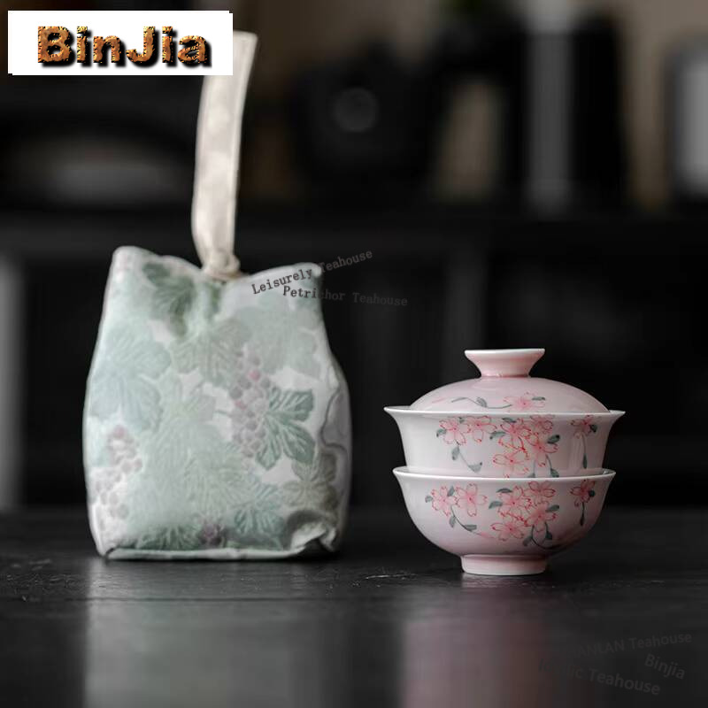 Korean Tea Set - Handbemaltes Kirschblüten-Teeset-Set, luxuriös, 1 Topf, 1