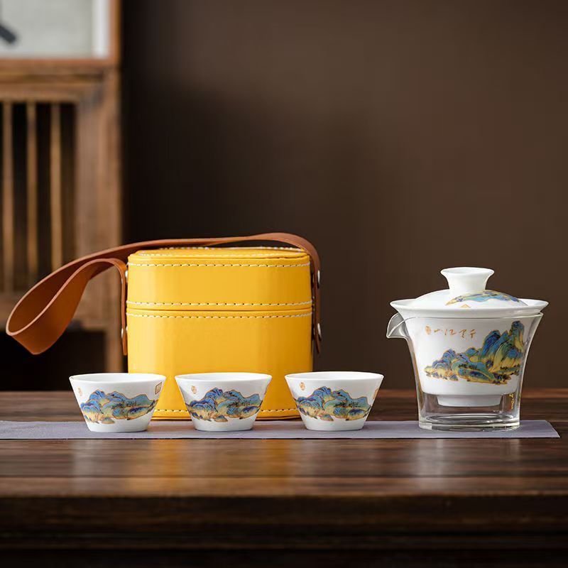 Korean Tea Set - Reise-Teeservice aus weißem Porzellan, Gongfu-Teekannen-Set, für