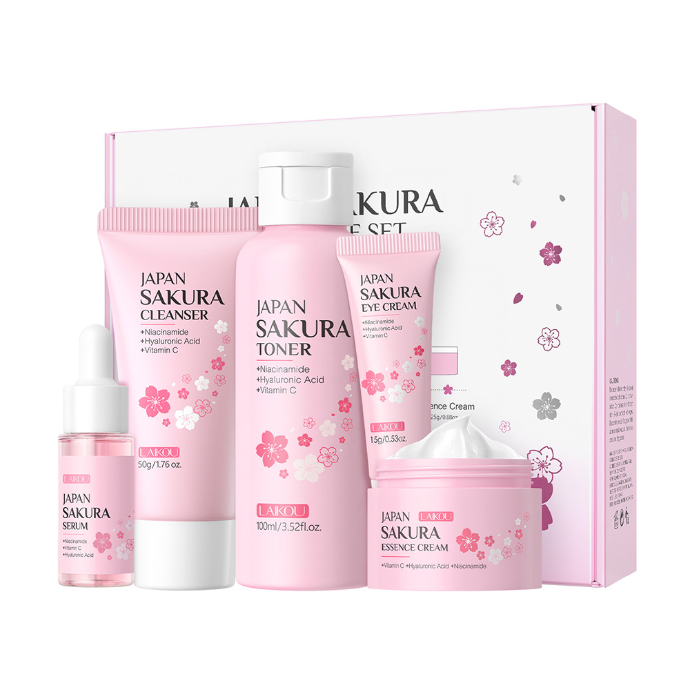 LAIKOU Sakura 5-teiliges Hautp – Essence Serum Toner Bewertung und Preis
