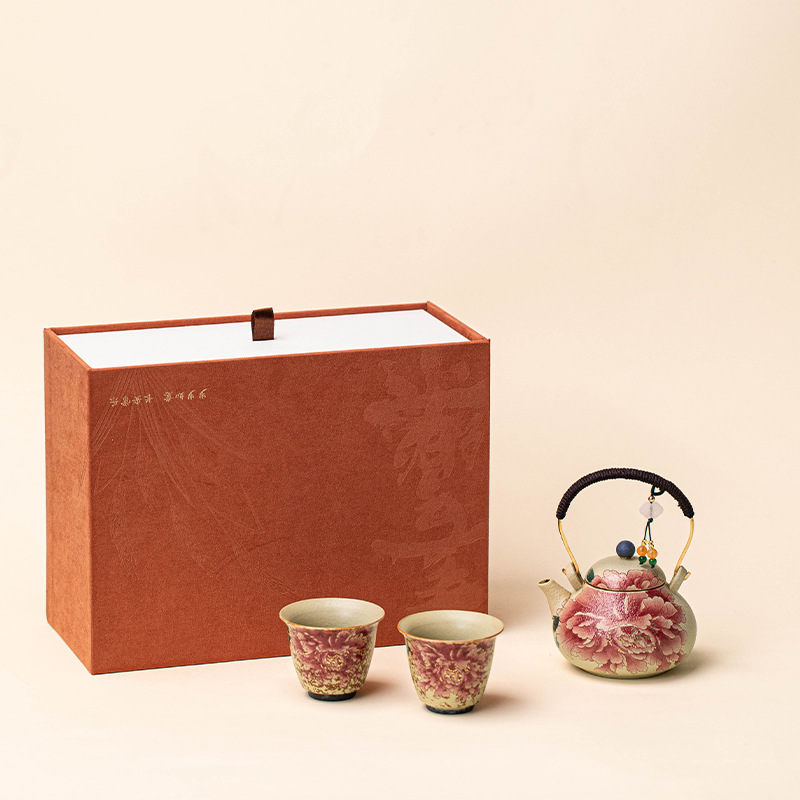 Blaue, weiße und rote Keramik- – Korean Tea Set Bewertung und Preis